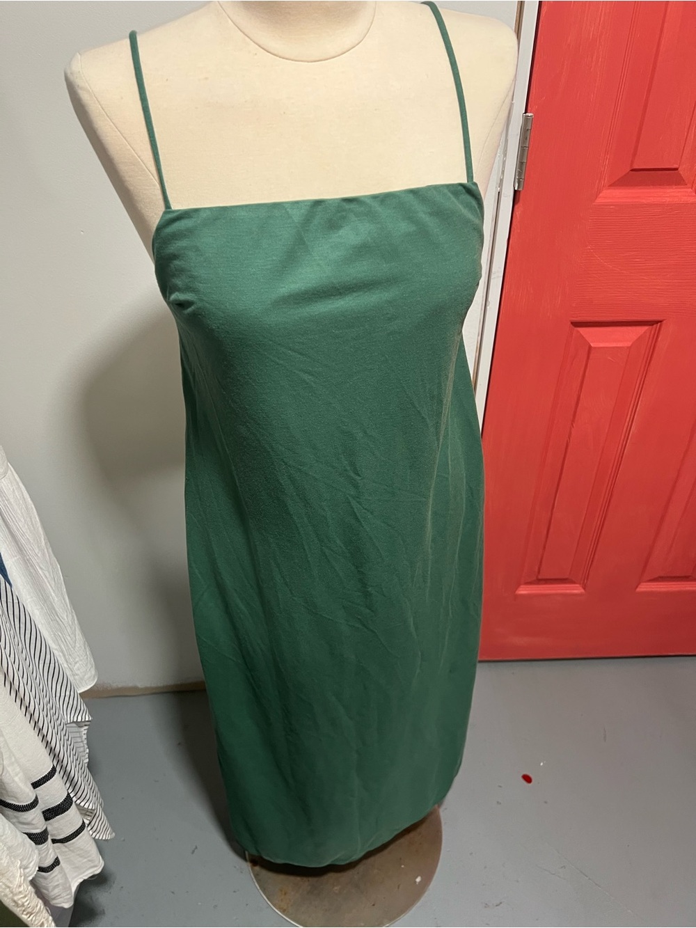 Zara Deep Green Spaghetti Strap Midi Dress
